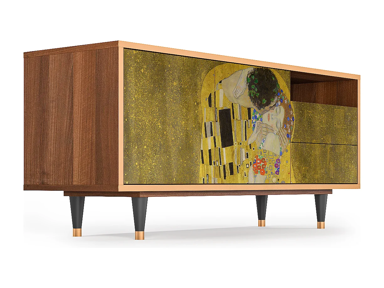 TV-meubel - 125х56х41 cm - T7 - The Kiss by Klimt , Walnoot