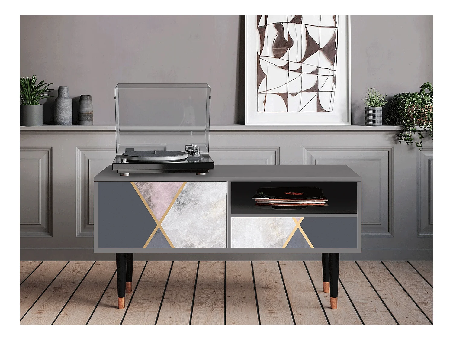 Meuble TV - 115х59х48 cm - T3 - Ideal Harmony, Gris