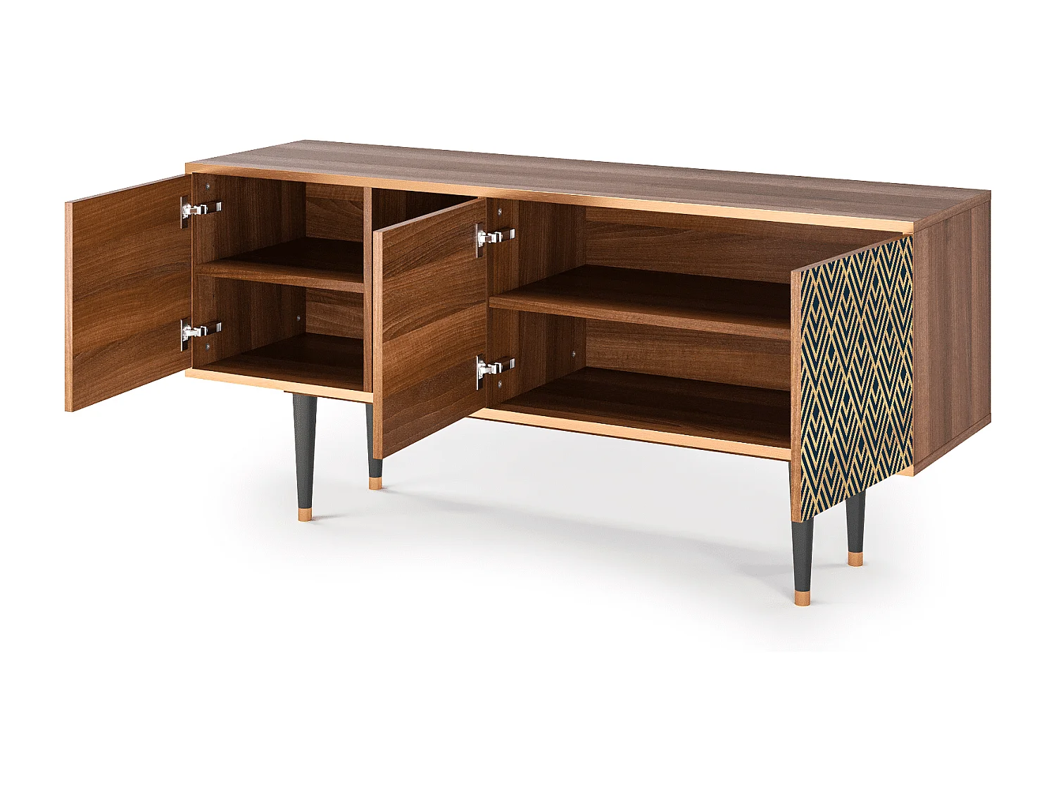 Meuble TV - 150х69х41 cm - T5 - Egypt Triangles, Noyer