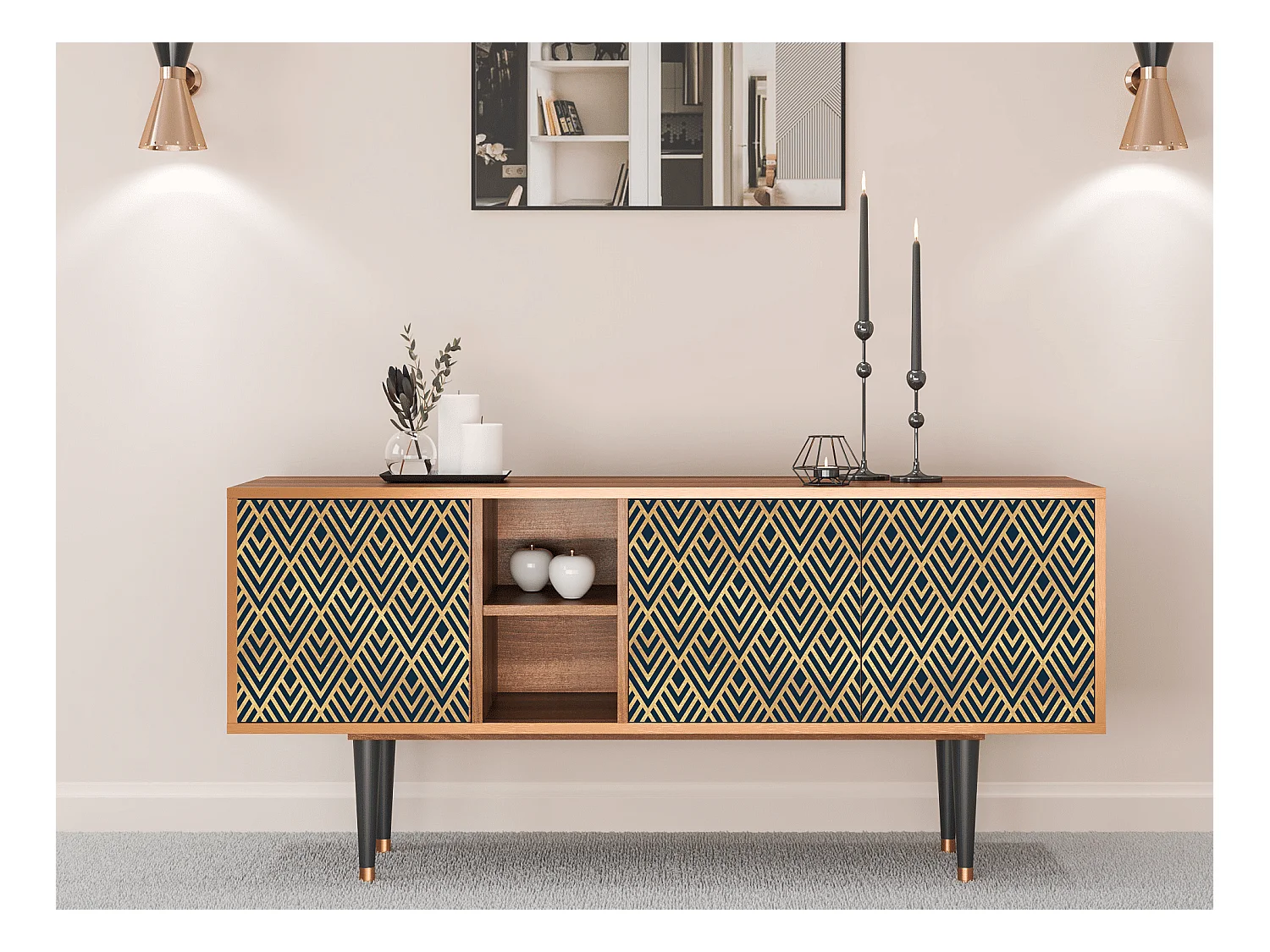TV-Möbel - 150х69х41 cm - T5 - Egypt Triangles, Walnuss