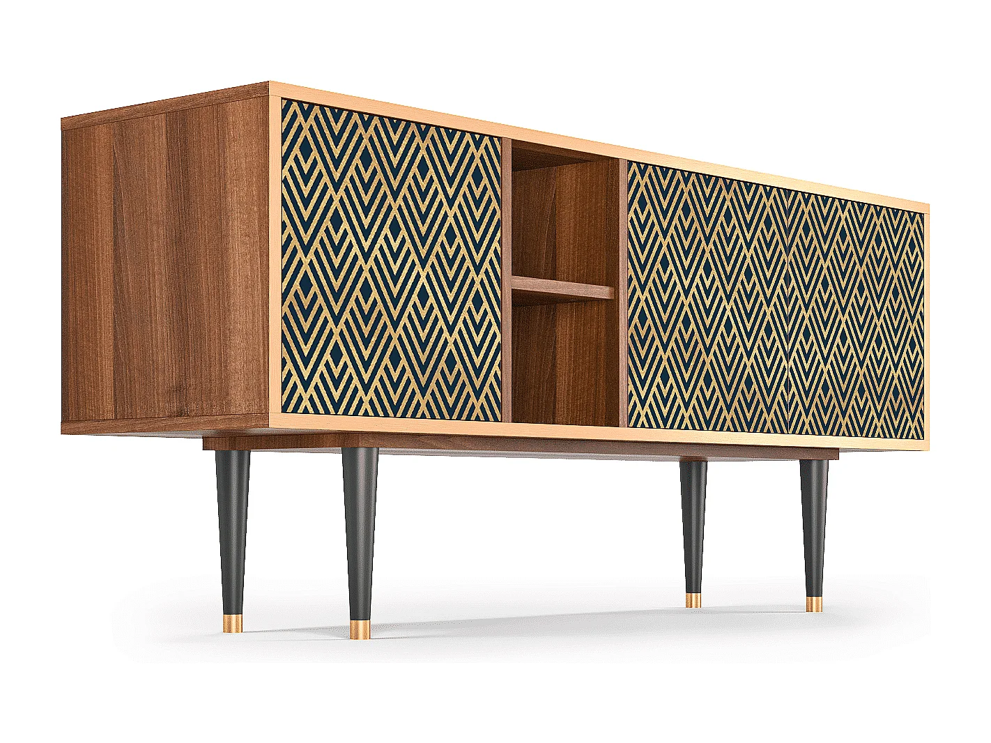 Meuble TV - 150х69х41 cm - T5 - Egypt Triangles, Noyer