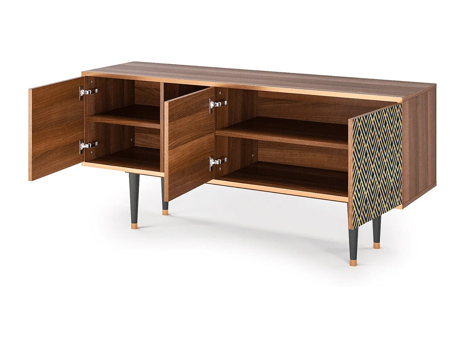 Meuble TV - 150х69х41 cm - T5 - Egypt Triangles, Noyer