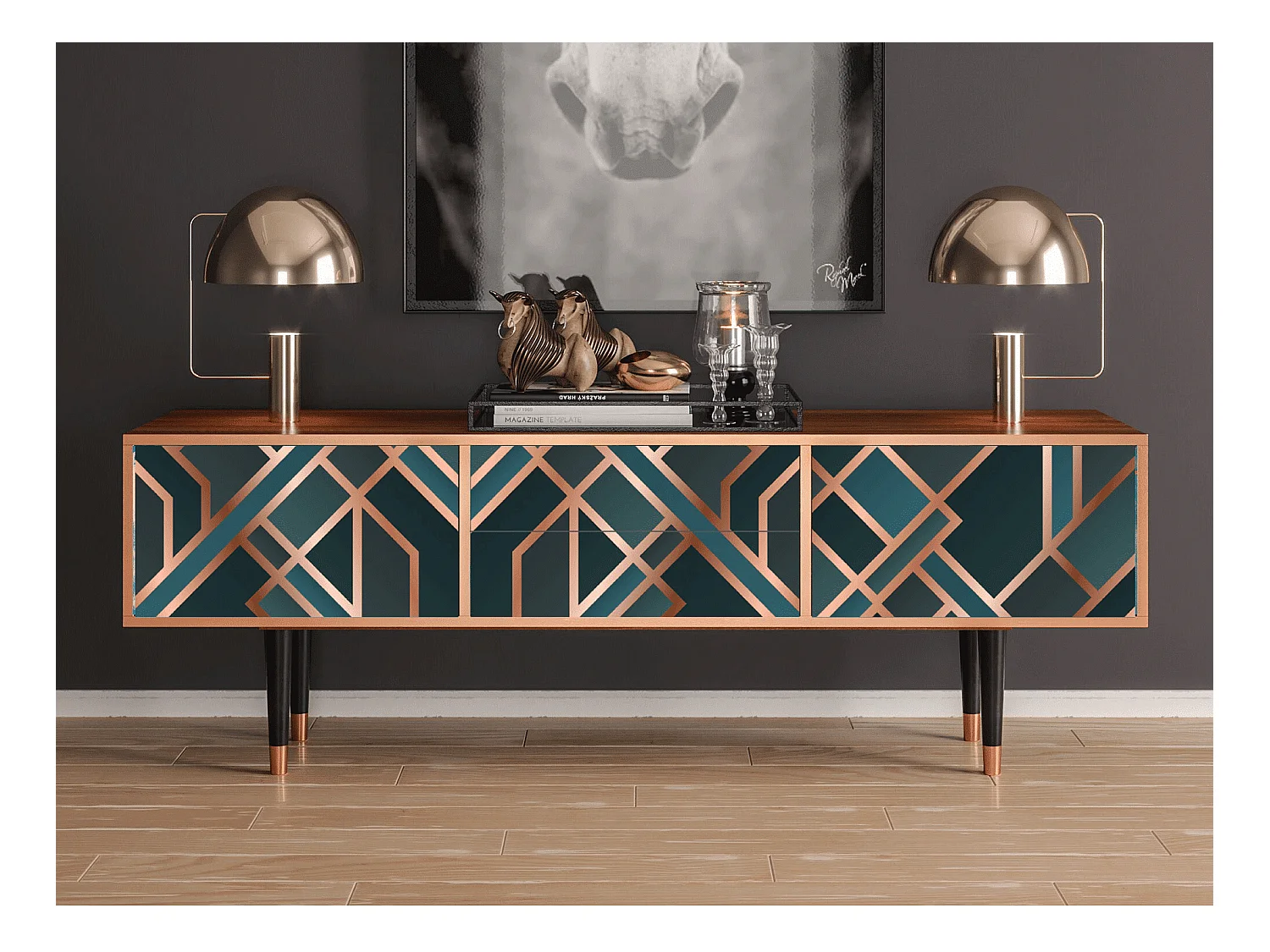 Mobile TV - 170х59х48 cm - T4 - Bronze Crossroad, Noce