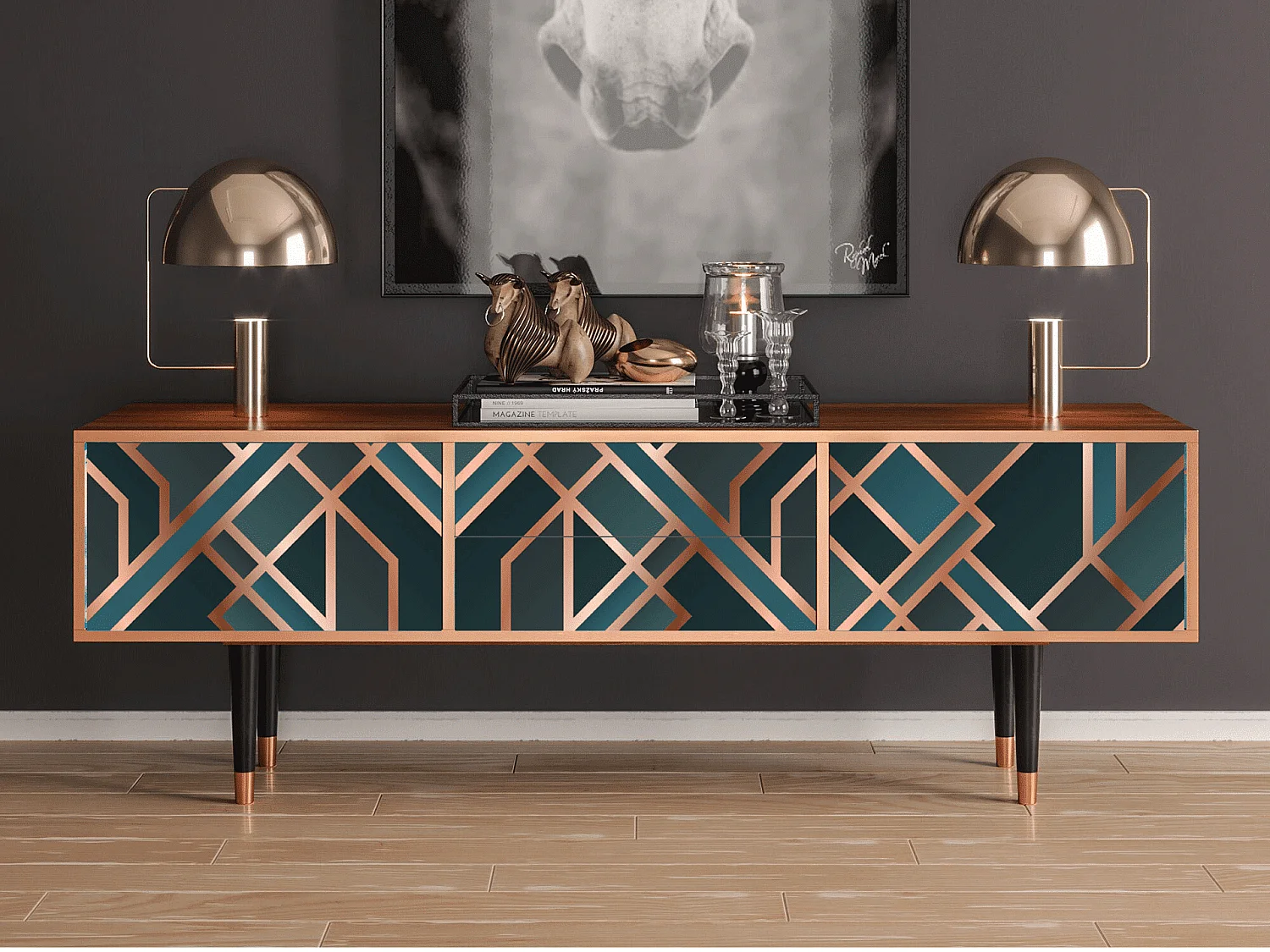 TV-meubel - 170х59х48 cm - T4 - Bronze Crossroad, Walnoot