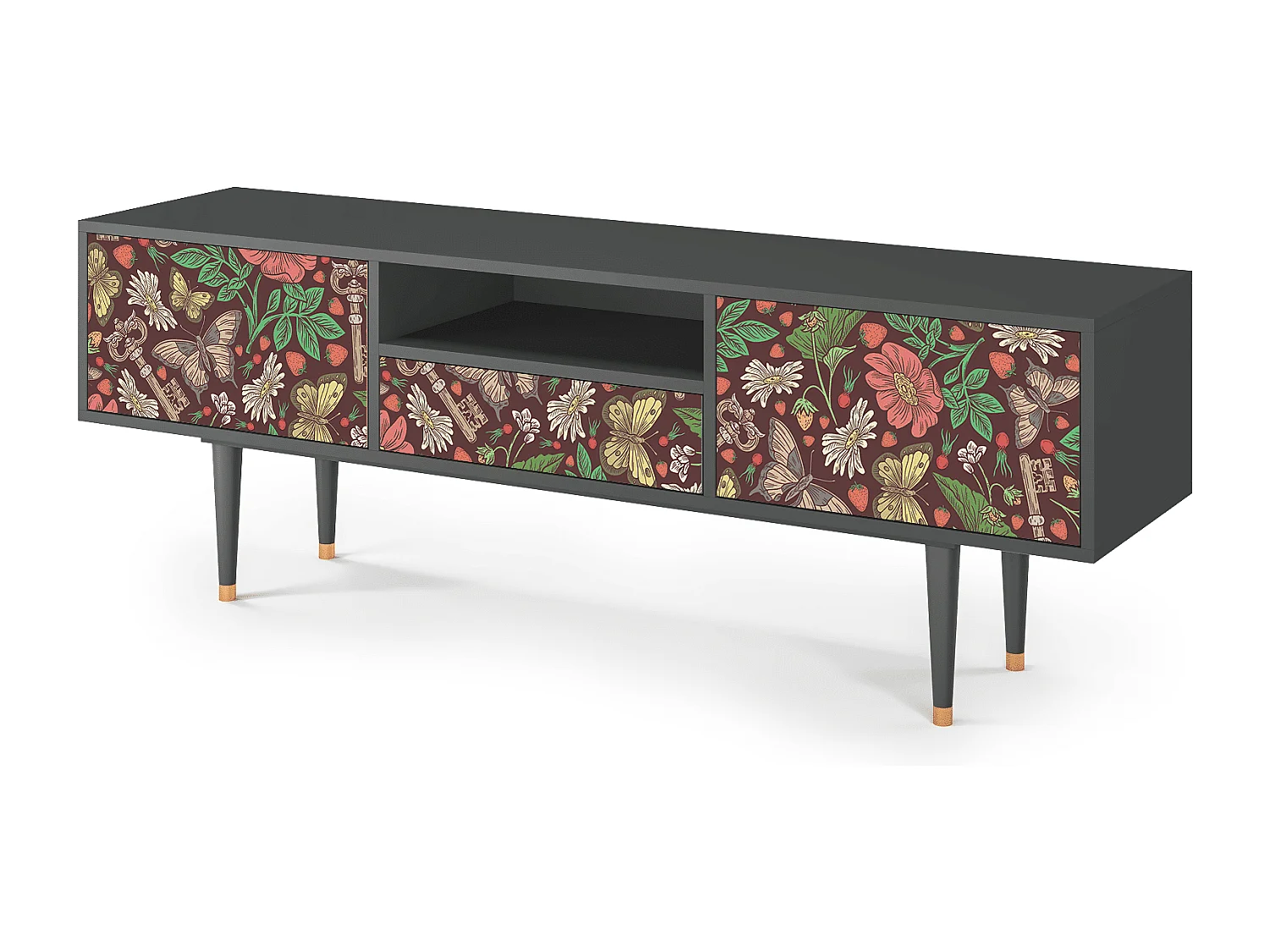 Szafka RTV - 170х59х41 cm - T6 - Alice in Wonderland, Antracyt