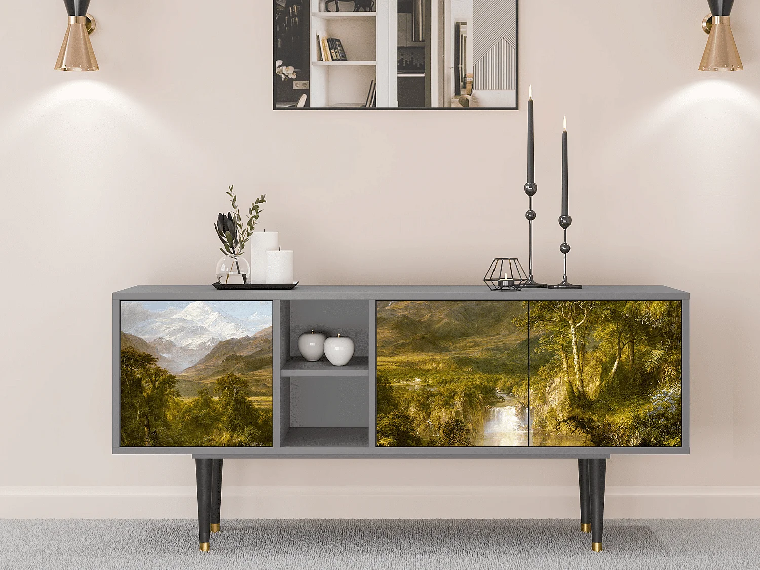 Mueble de TV - 150х69х41 cm - T5 - The Heart of the Andes , Cinza