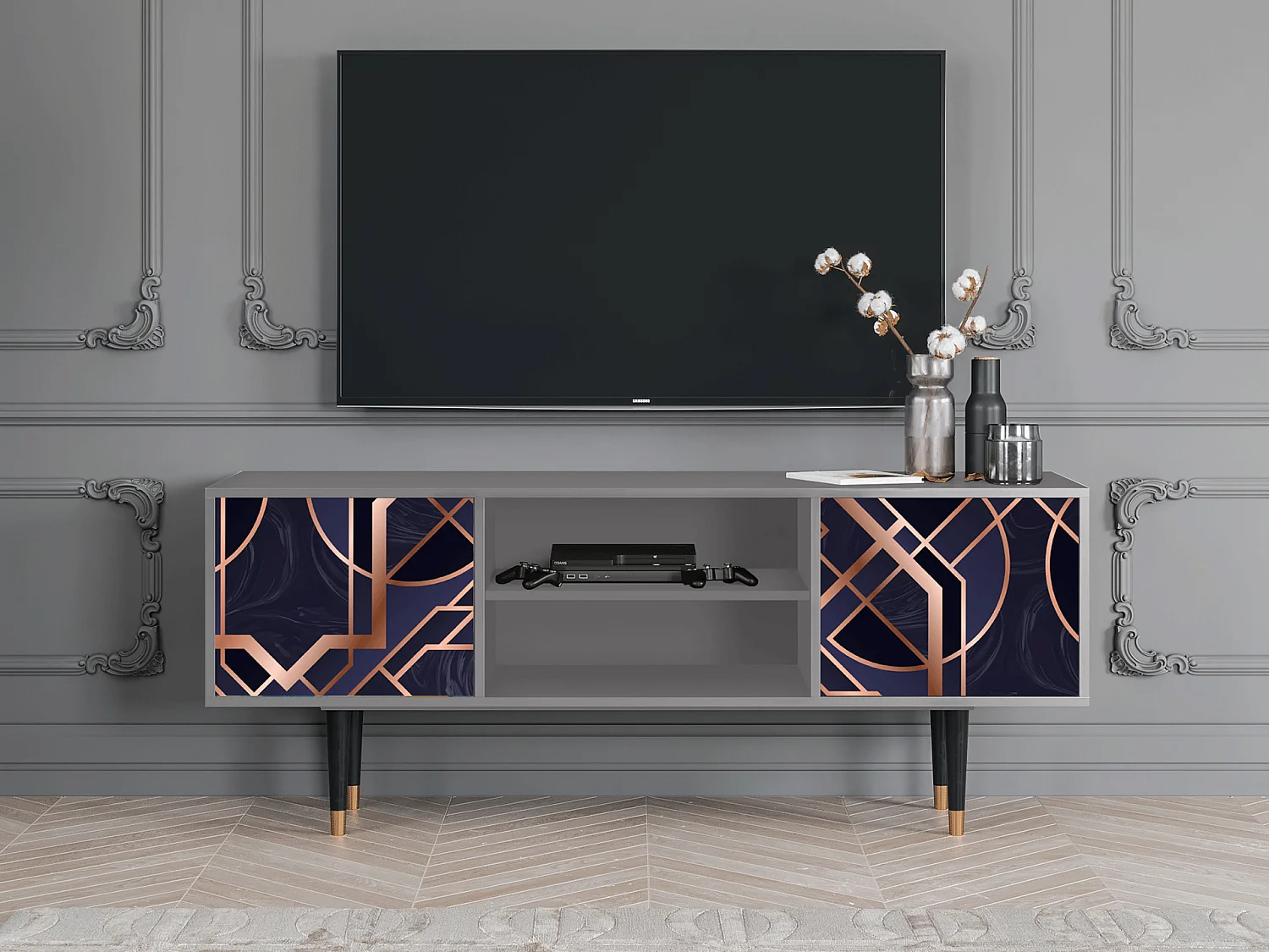 Meuble TV - 170х69х48 cm - T2 - Purple Temple, Gris