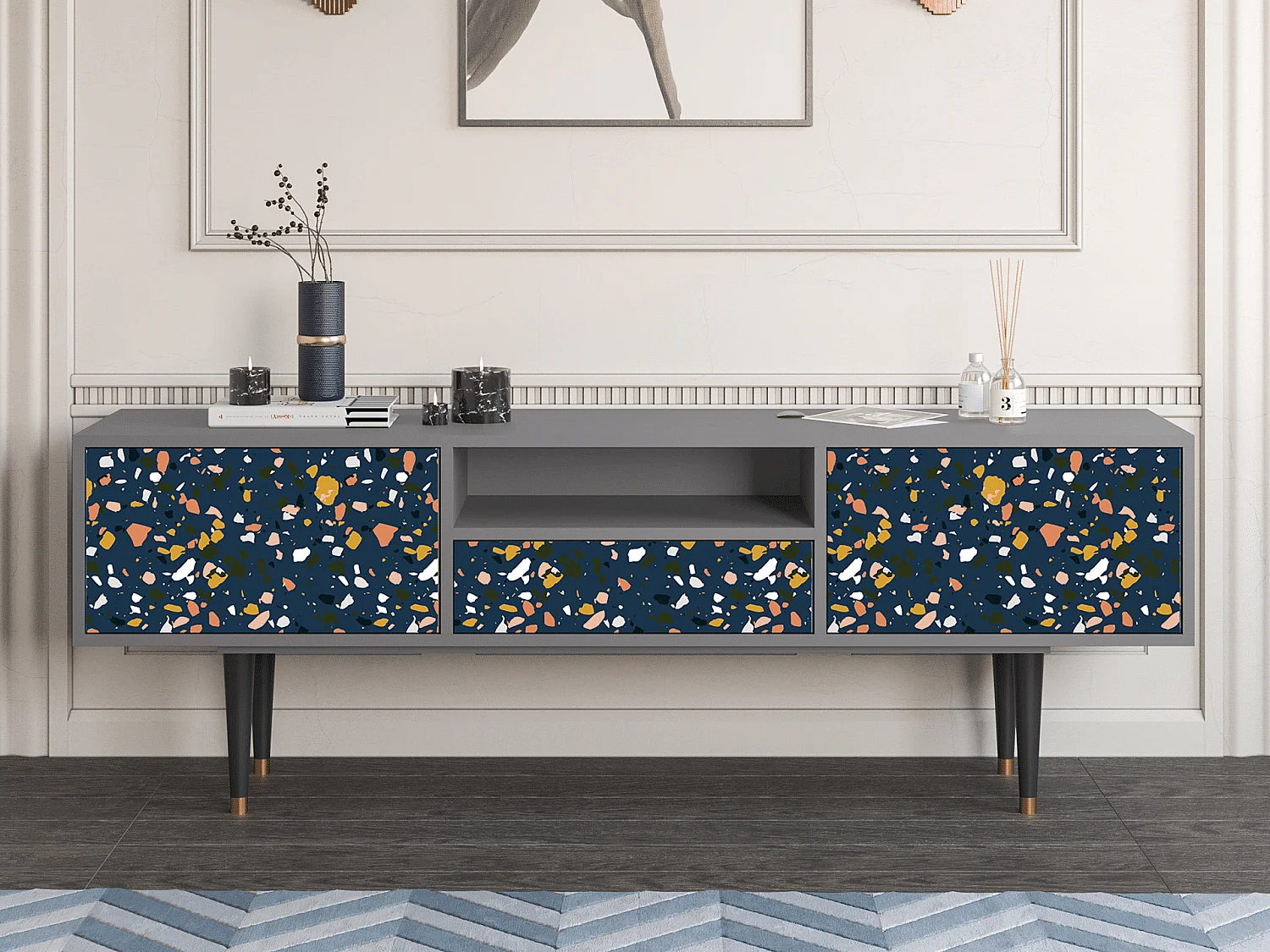 TV-Möbel - 170х59х41 cm - T6 - Night Sky Langhterns, Grau