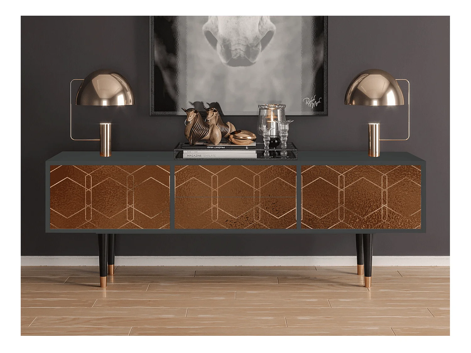 Meuble TV - 170х59х48 cm - T4 - Chocolate Bar, Anthracite