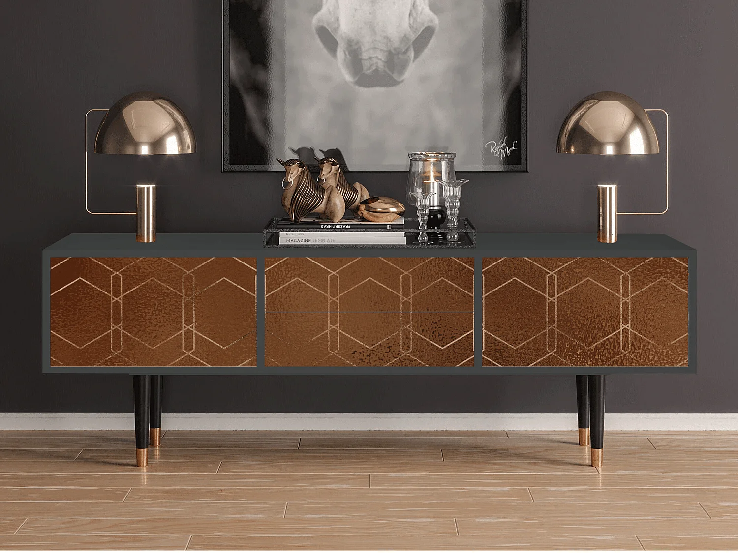 Meuble TV - 170х59х48 cm - T4 - Chocolate Bar, Anthracite