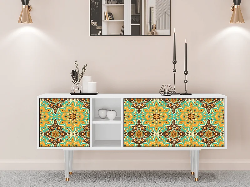 Meuble TV - 150х69х41 cm - T5 - Indian Spices, Blanc