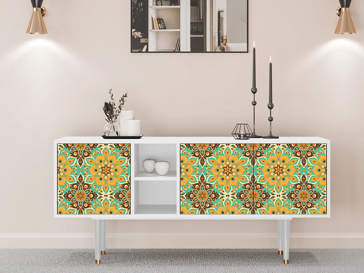 Meuble TV - 150х69х41 cm - T5 - Indian Spices, Blanc