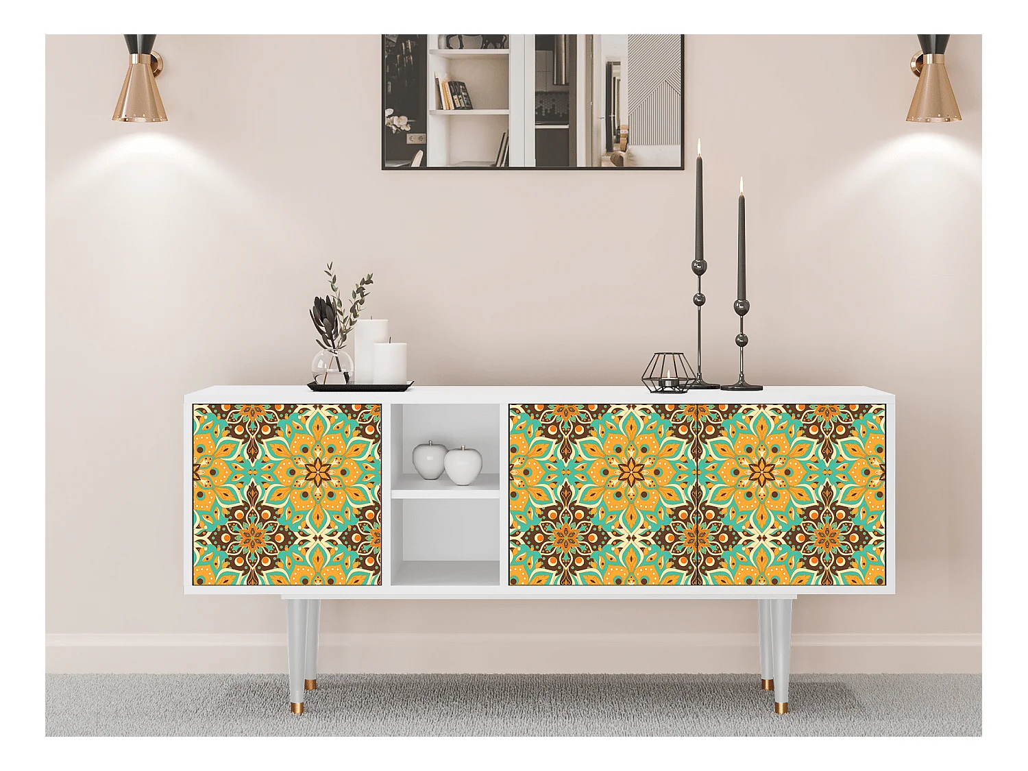 Mobile TV - 150х69х41 cm - T5 - Indian Spices, Bianco