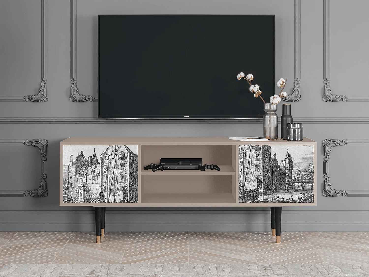 Meuble TV - 170х69х48 cm - T2 - Castle by Breugel, Latte