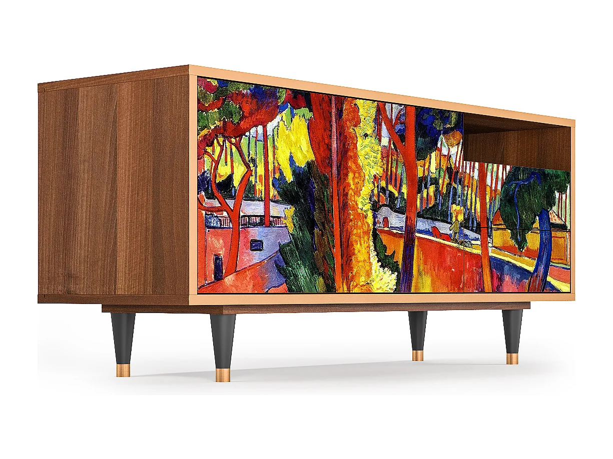 Meuble TV - 125х56х41 cm - T7 - The Turning Road, Noyer