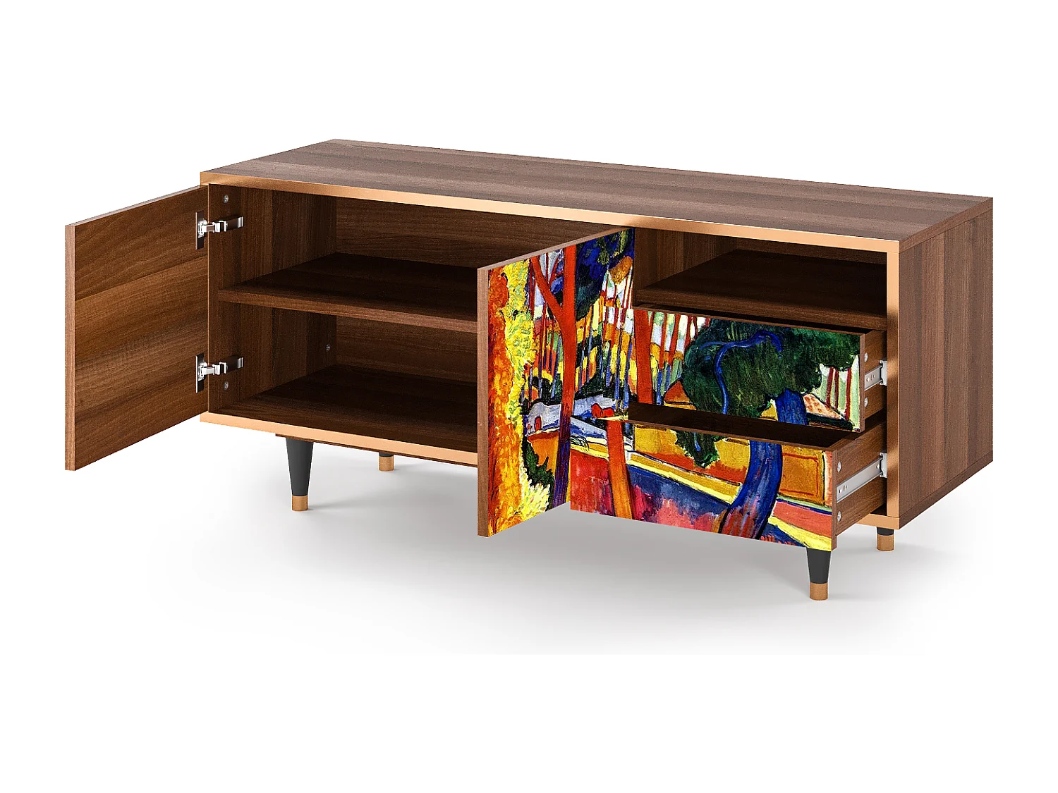 Meuble TV - 125х56х41 cm - T7 - The Turning Road, Noyer