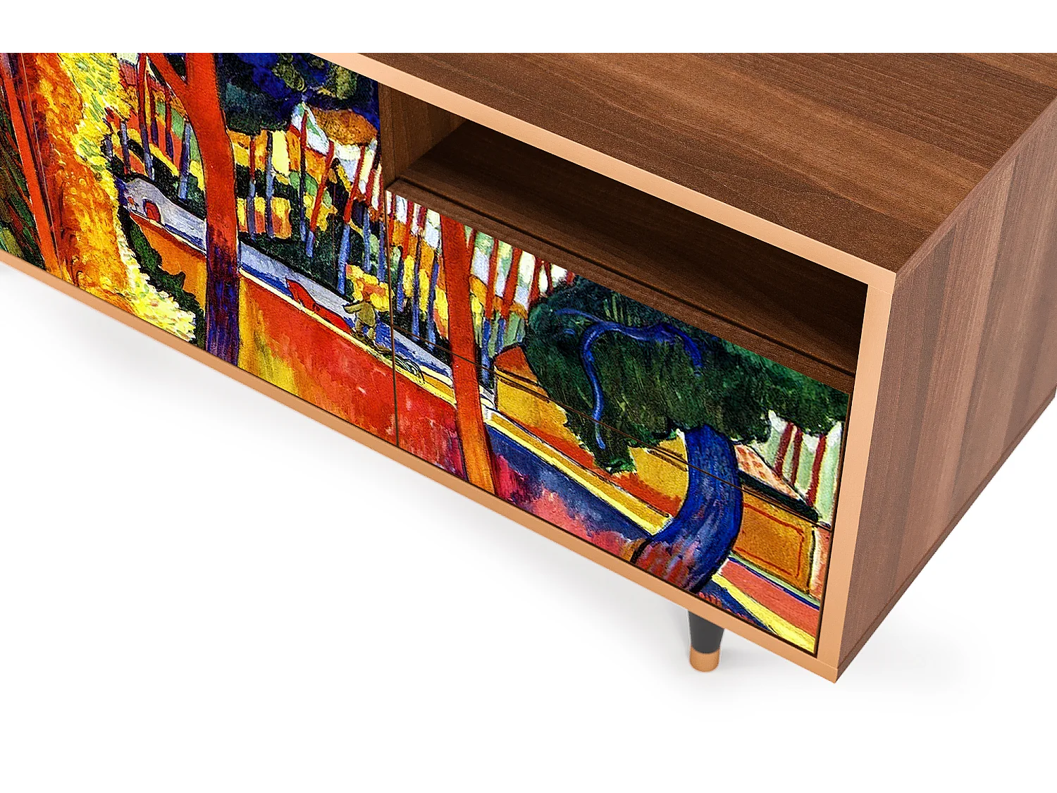 Szafka RTV - 125х56х41 cm - T7 - The Turning Road, Orzech