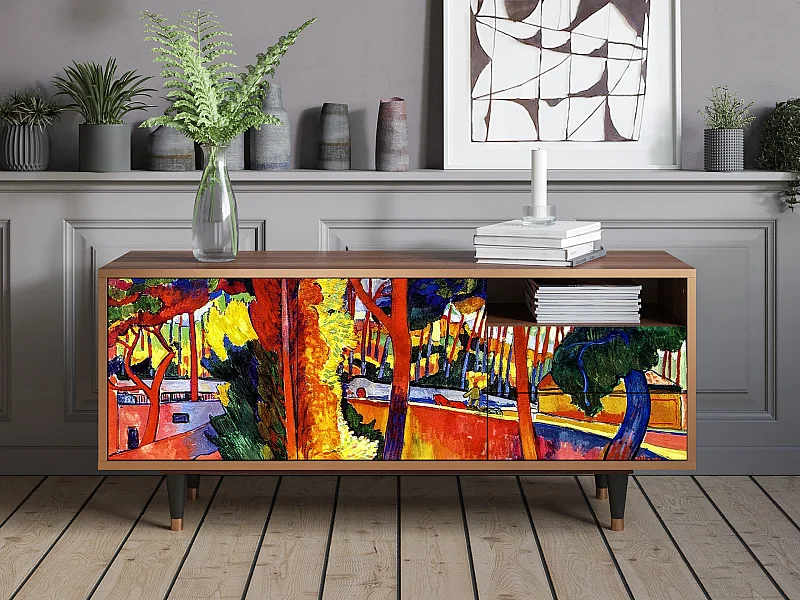 Meuble TV - 125х56х41 cm - T7 - The Turning Road, Noyer