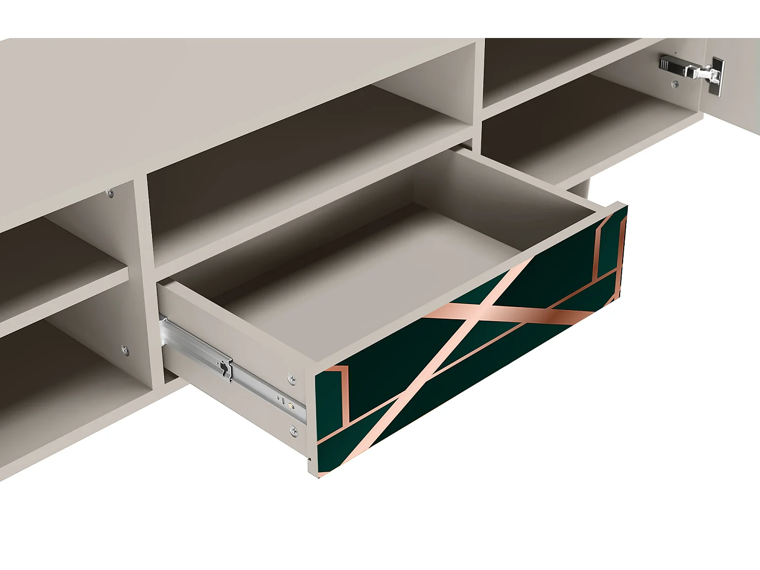 Szafka RTV - 170х59х41 cm - T6 - Emerald Gatsby, Piaskowy
