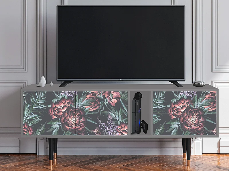 TV-meubel - 170х69х48 cm - T1 - Dark Peonies, Grijs