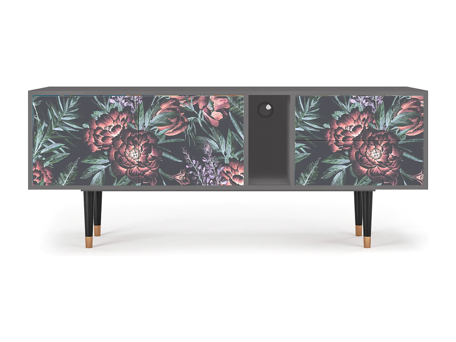 Meuble TV - 170х69х48 cm - T1 - Dark Peonies, Gris