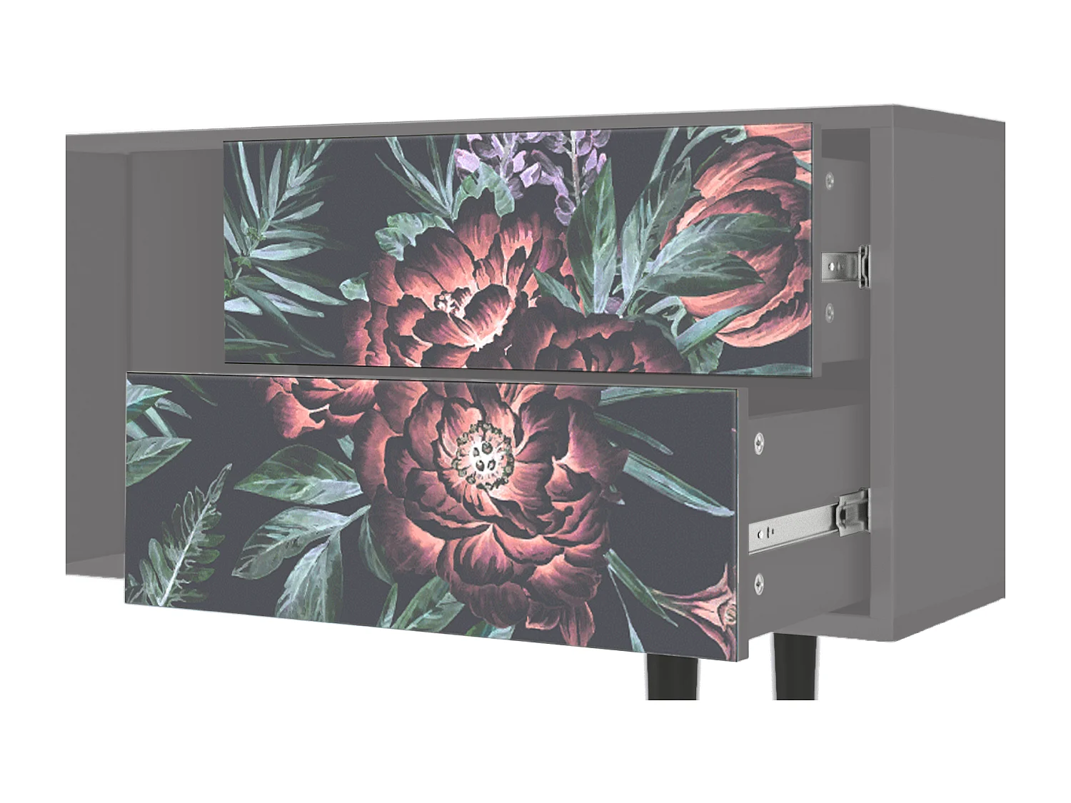 Meuble TV - 170х69х48 cm - T1 - Dark Peonies, Gris