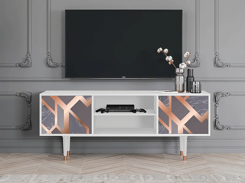Mueble de TV - 170х69х48 cm - T2 - Taupe Anatomy, Blanco