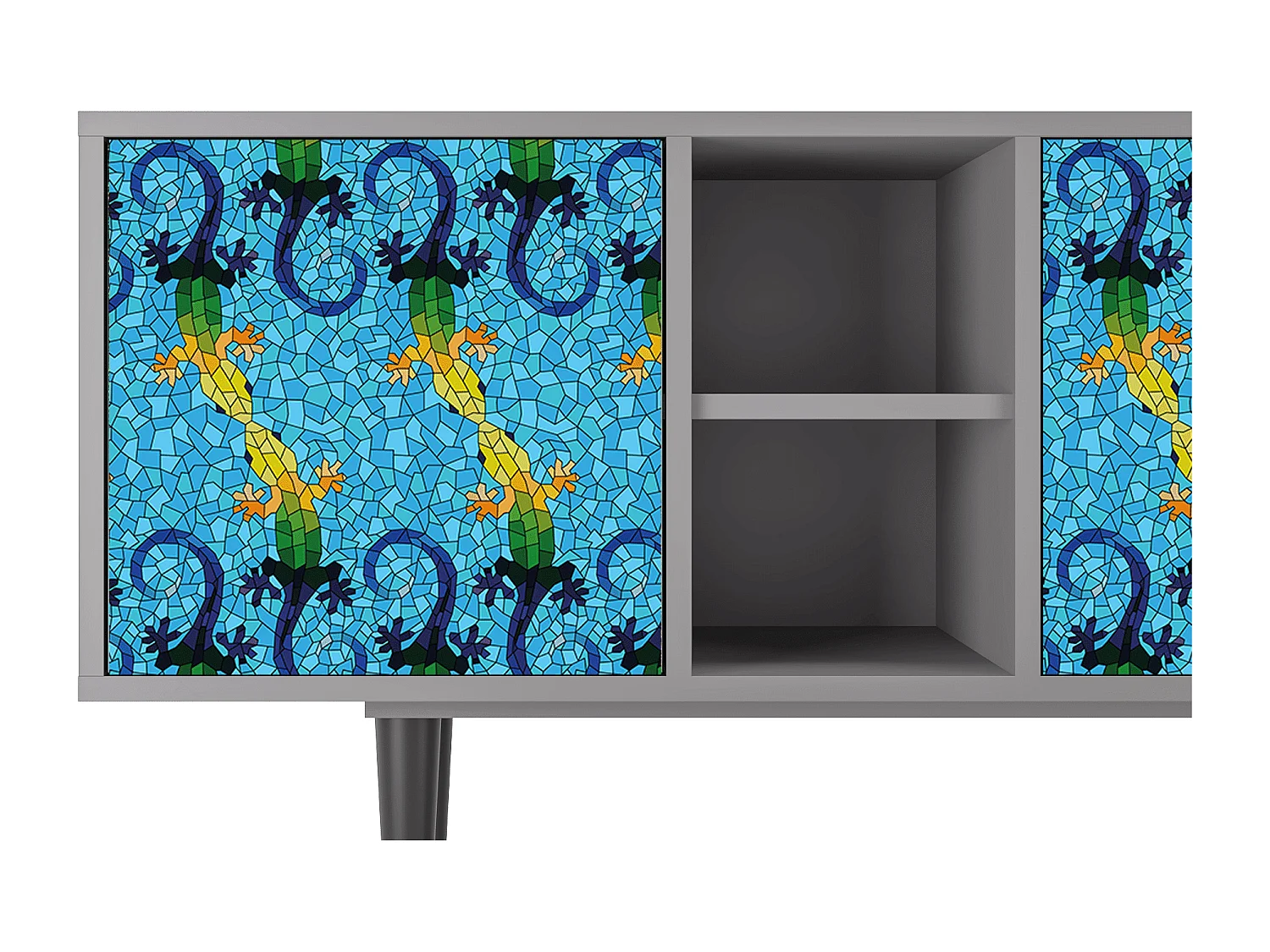 Szafka RTV - 150х69х41 cm - T5 - Gaudi's Lizard, Szary