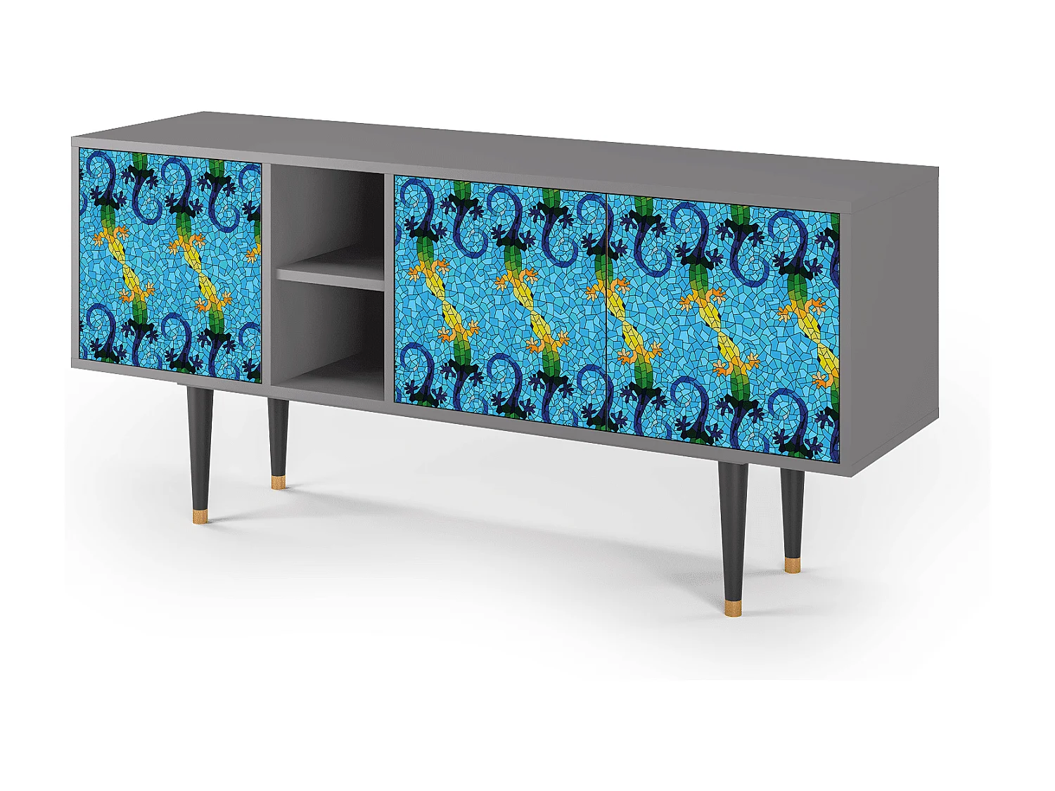 Meuble TV - 150х69х41 cm - T5 - Gaudi's Lizard, Gris