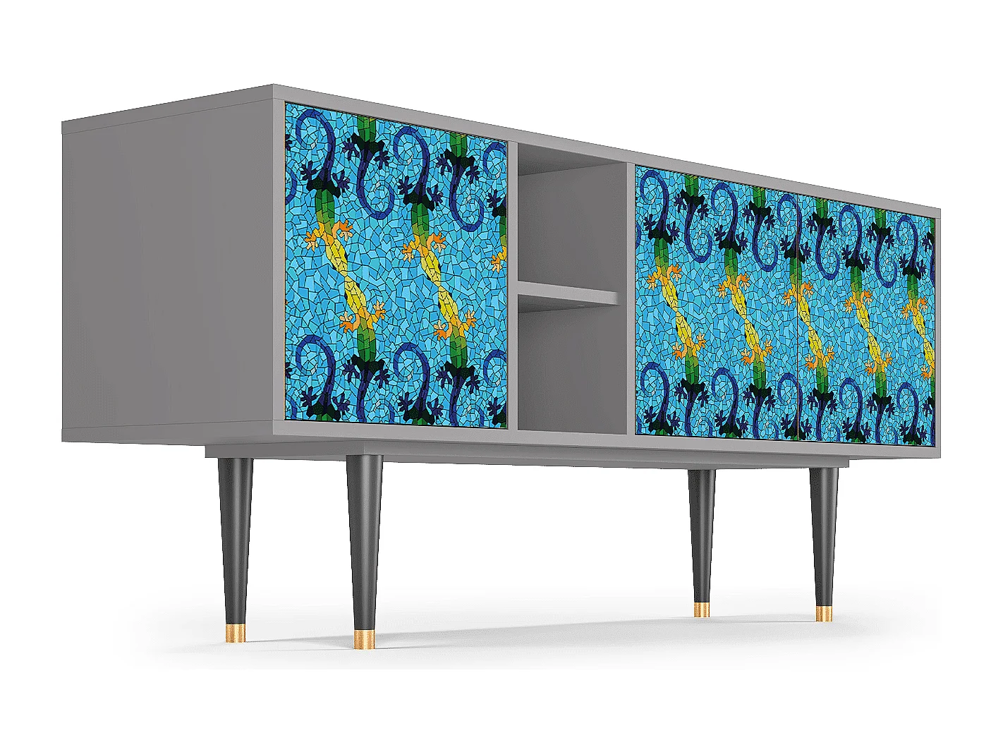 Meuble TV - 150х69х41 cm - T5 - Gaudi's Lizard, Gris