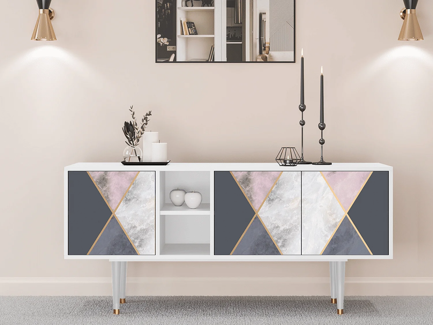 Meuble TV - 150х69х41 cm - T5 - Ideal Harmony, Blanc