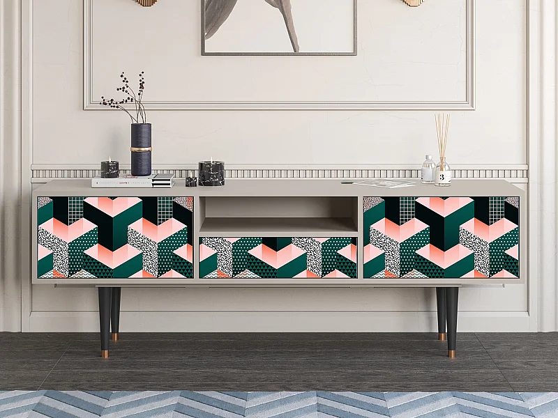 Mueble de TV - 170х59х41 cm - T6 - Geometric Madness, Arena