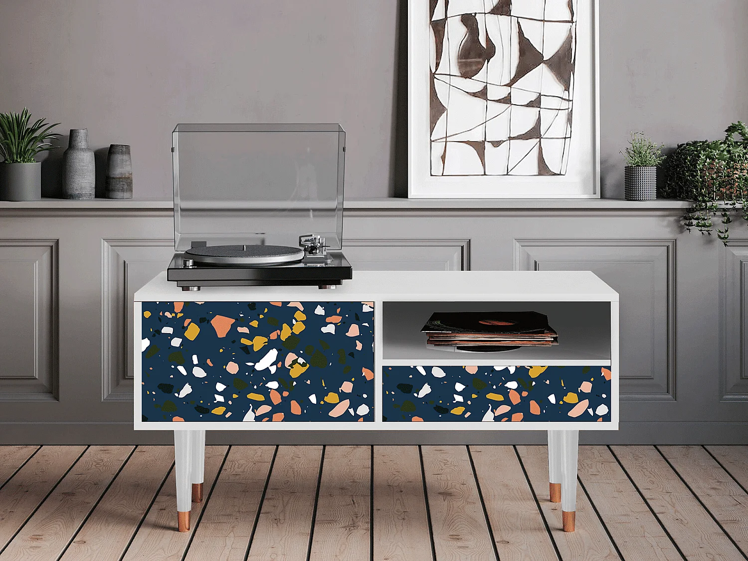 TV-meubel - 115х59х48 cm - T3 - Night Sky Langhterns, Wit