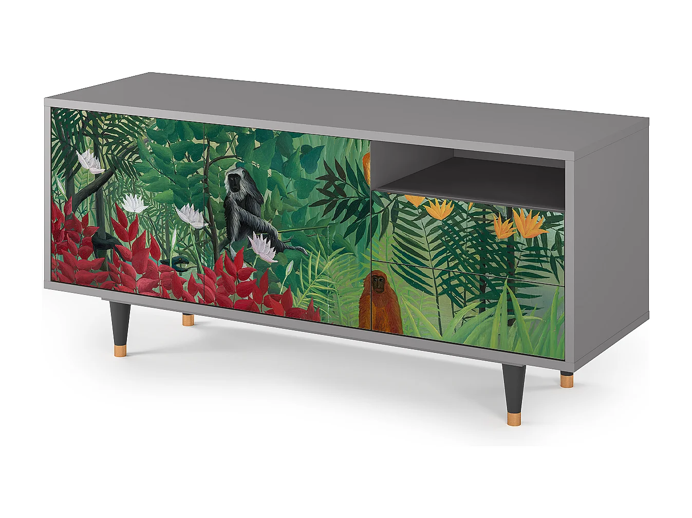 Mueble de TV - 125х56х41 cm - T7 - Jungles in Paris, Gris
