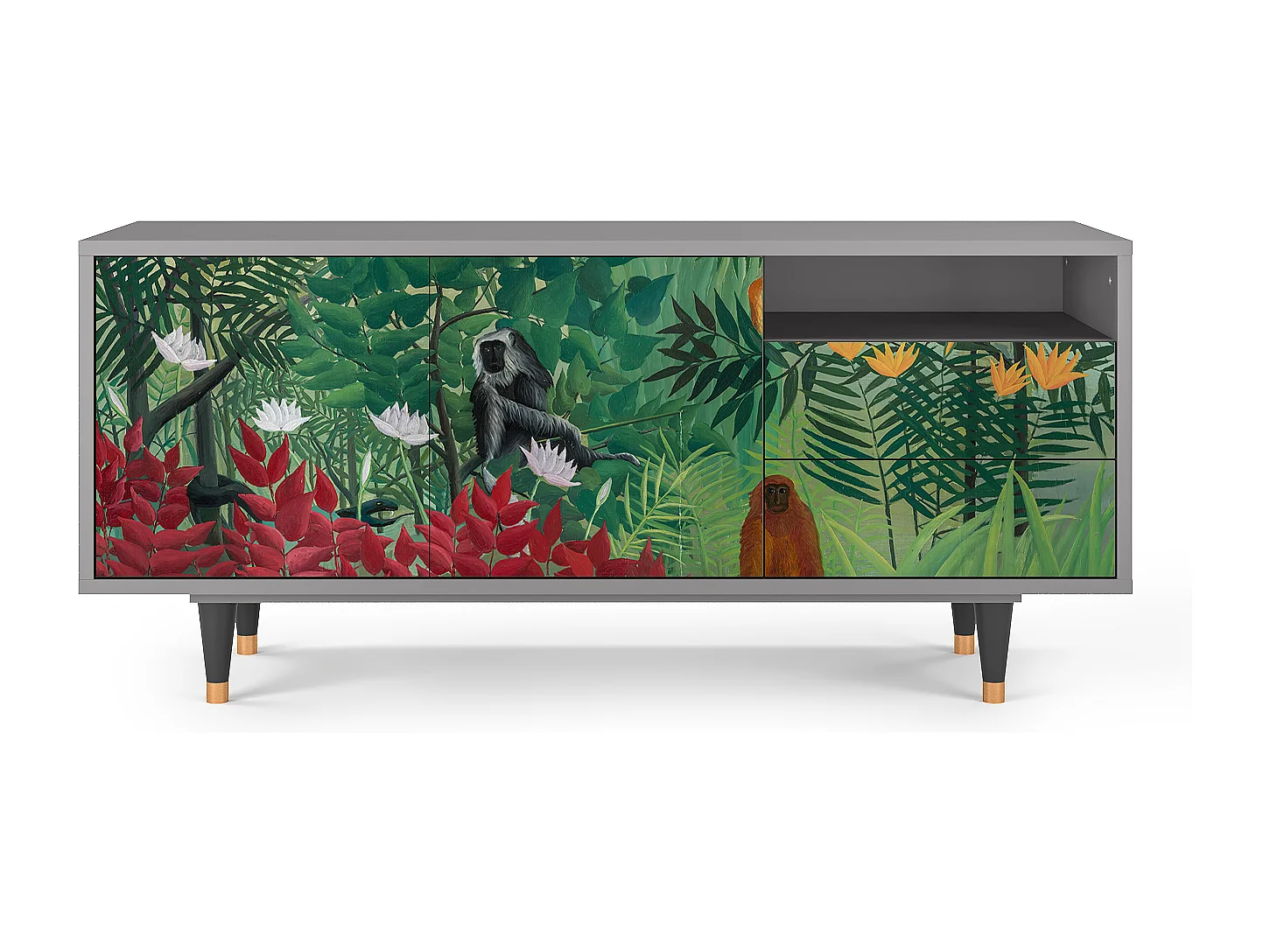 Meuble TV - 125х56х41 cm - T7 - Jungles in Paris, Gris