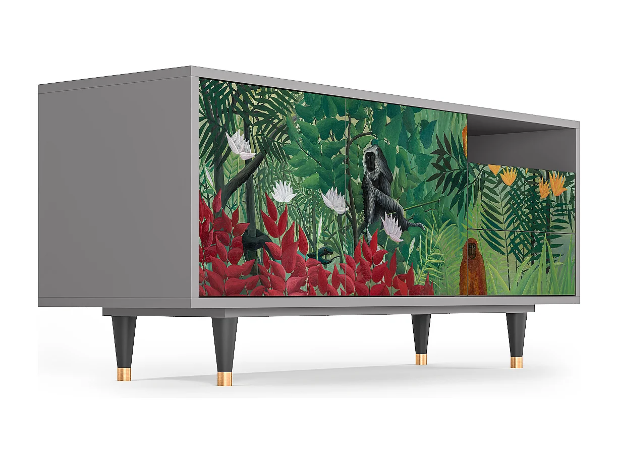 Meuble TV - 125х56х41 cm - T7 - Jungles in Paris, Gris