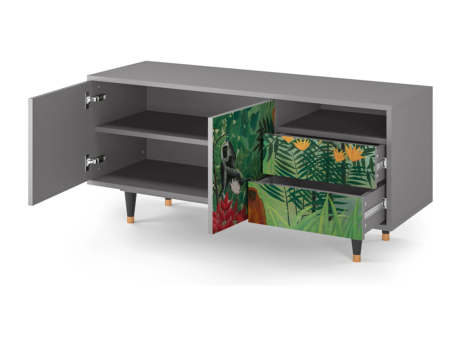 Meuble TV - 125х56х41 cm - T7 - Jungles in Paris, Gris