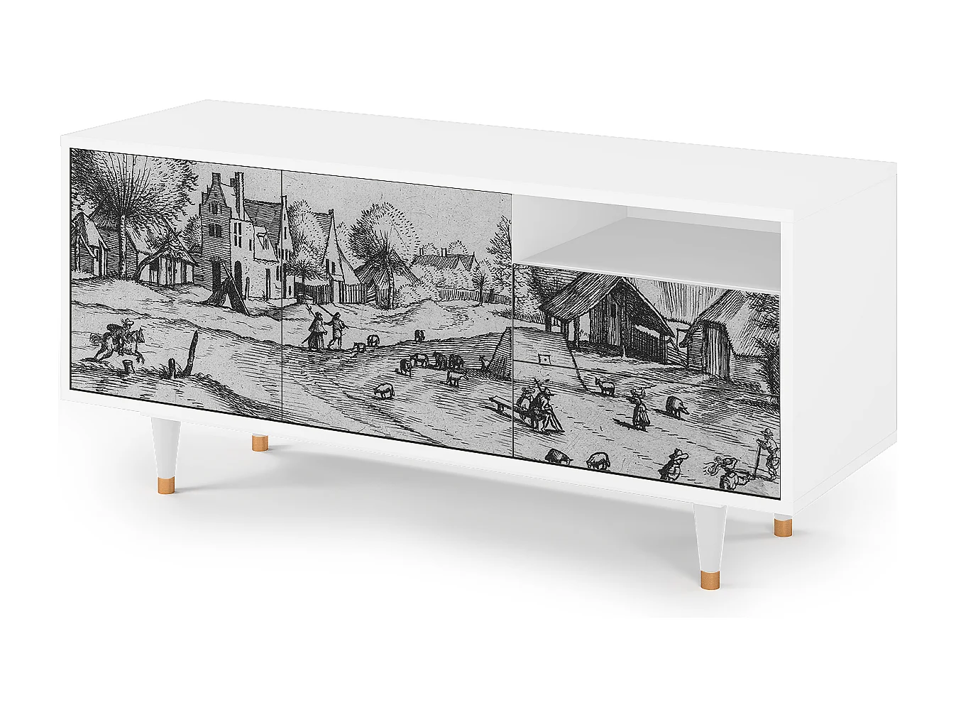 Mueble de TV - 125х56х41 cm - T7 - Country Village, Blanco