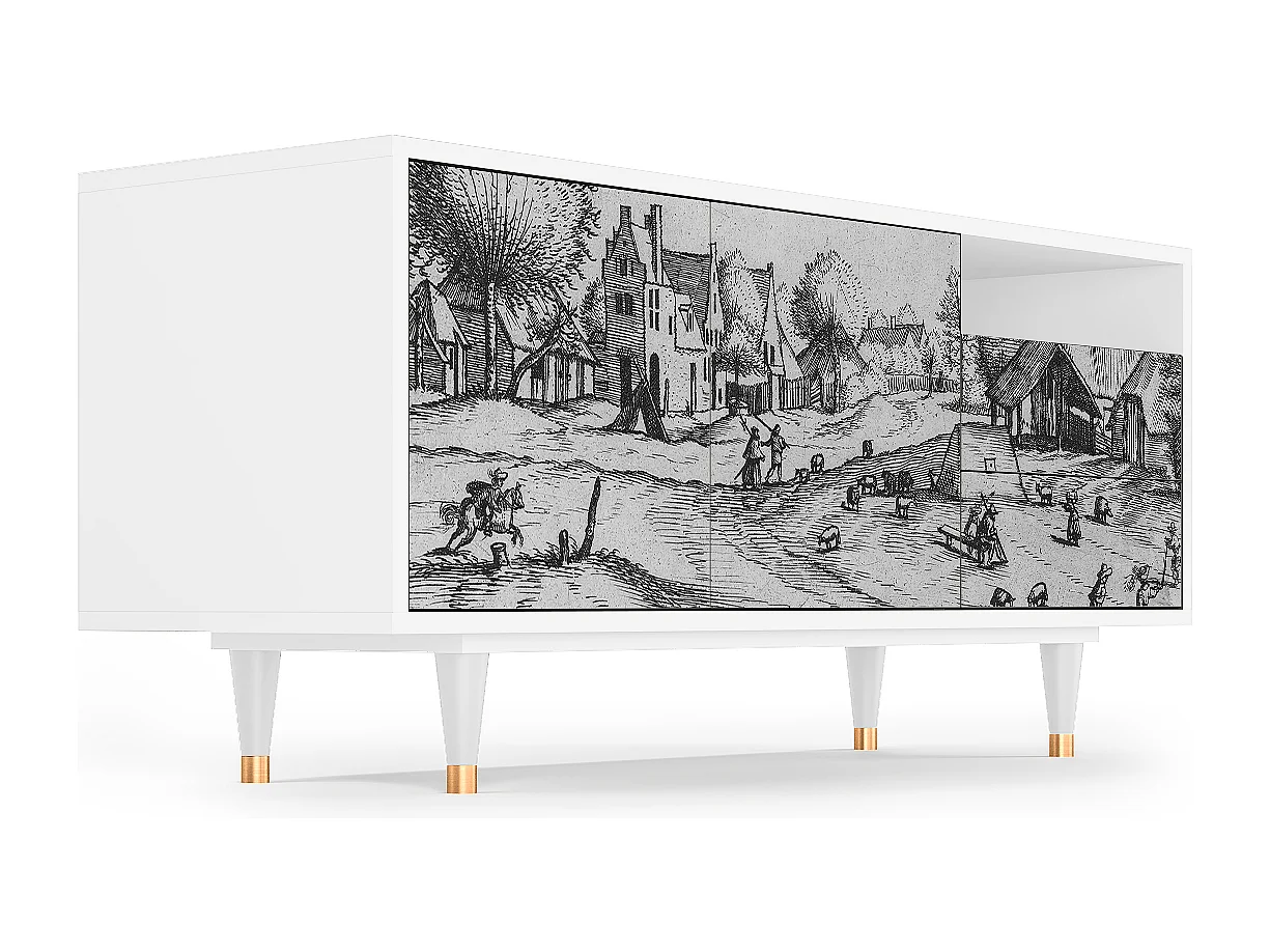 Mueble de TV - 125х56х41 cm - T7 - Country Village, Blanco
