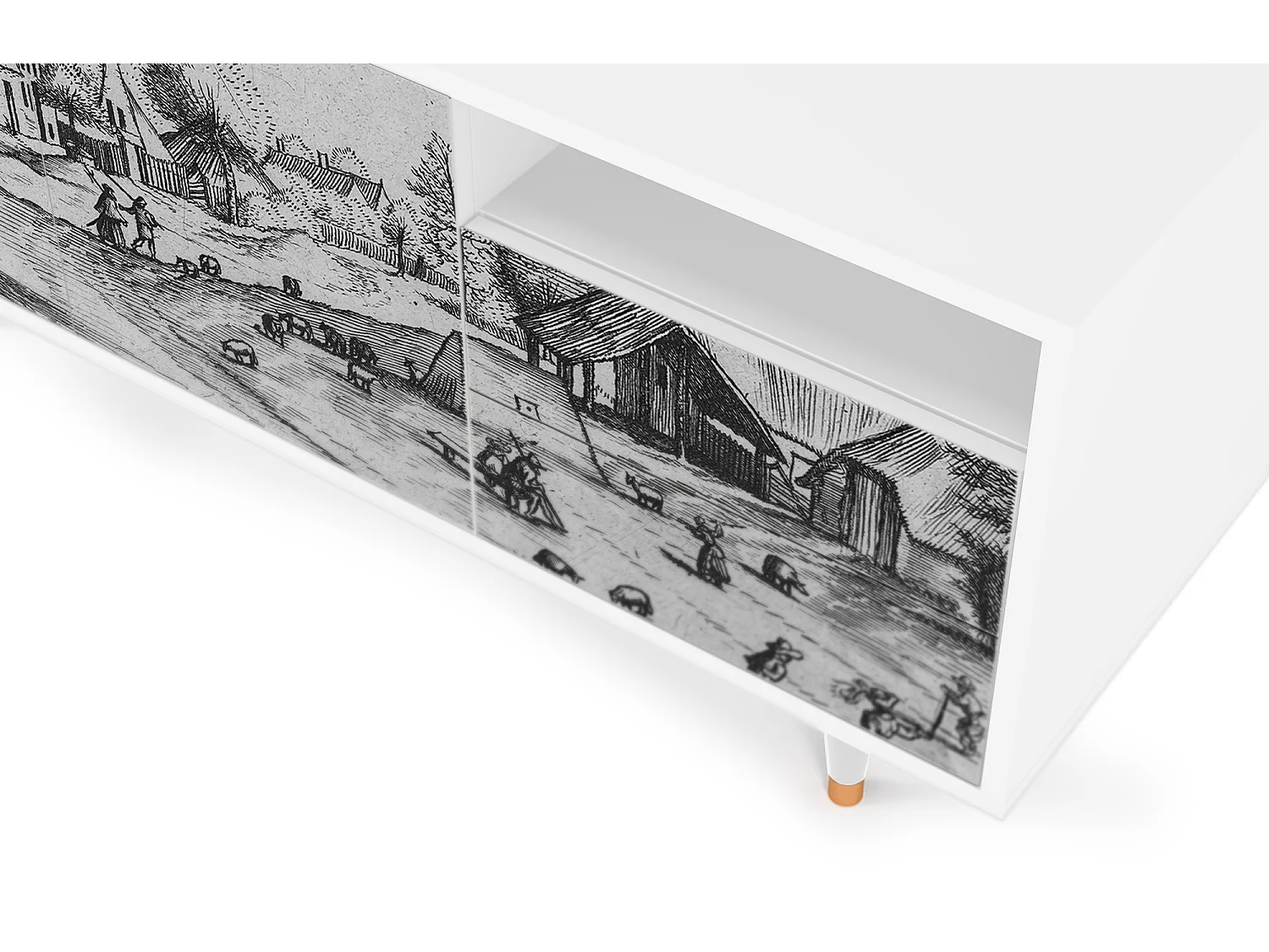 Mueble de TV - 125х56х41 cm - T7 - Country Village, Blanco