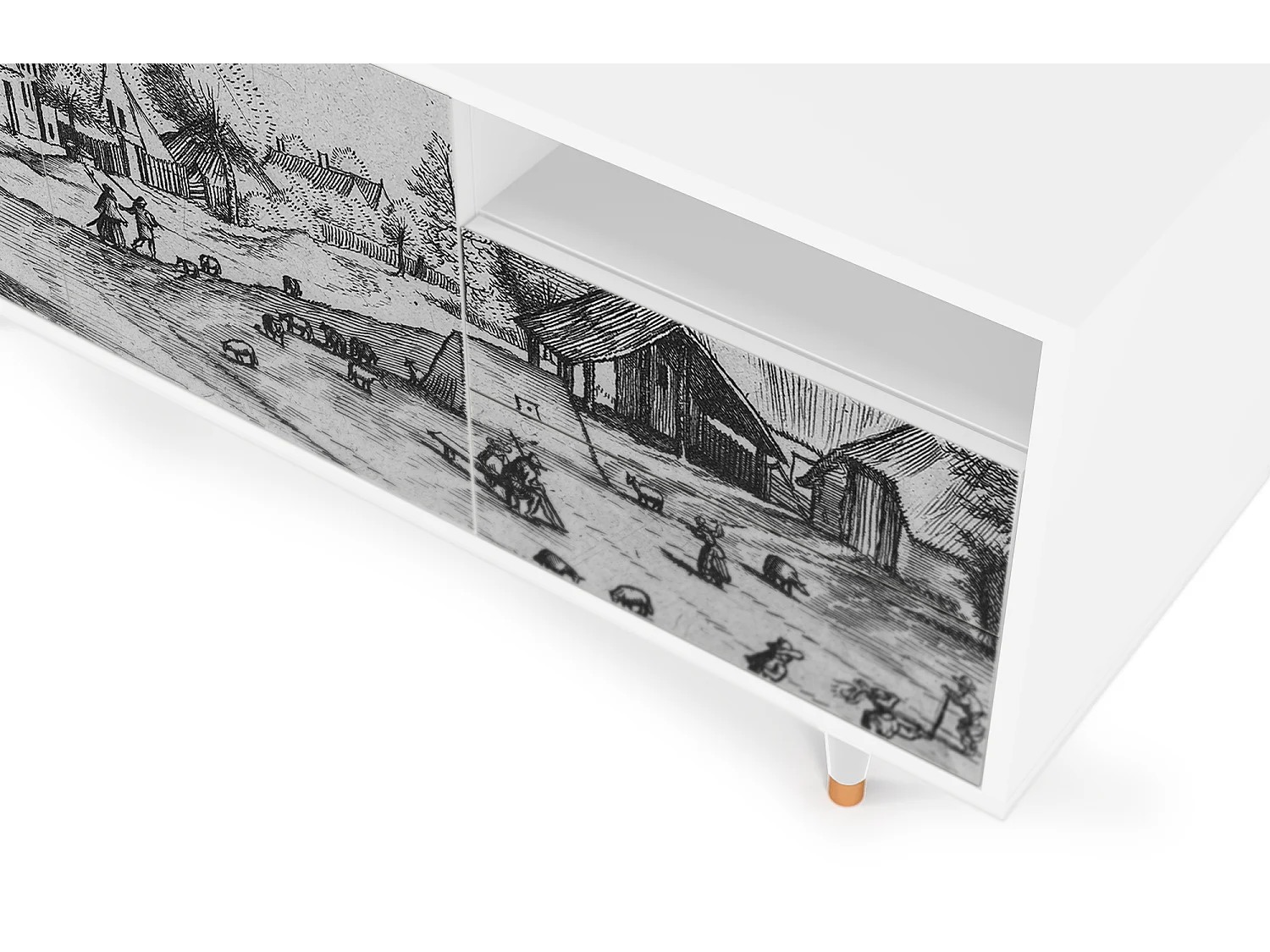 Meuble TV - 125х56х41 cm - T7 - Country Village, Blanc