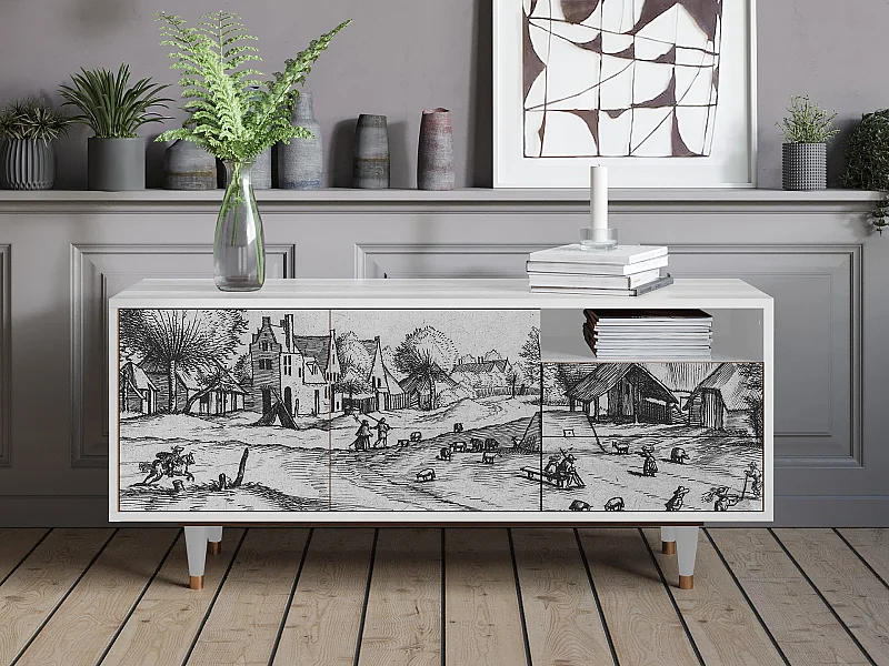 TV-meubel - 125х56х41 cm - T7 - Country Village, Wit