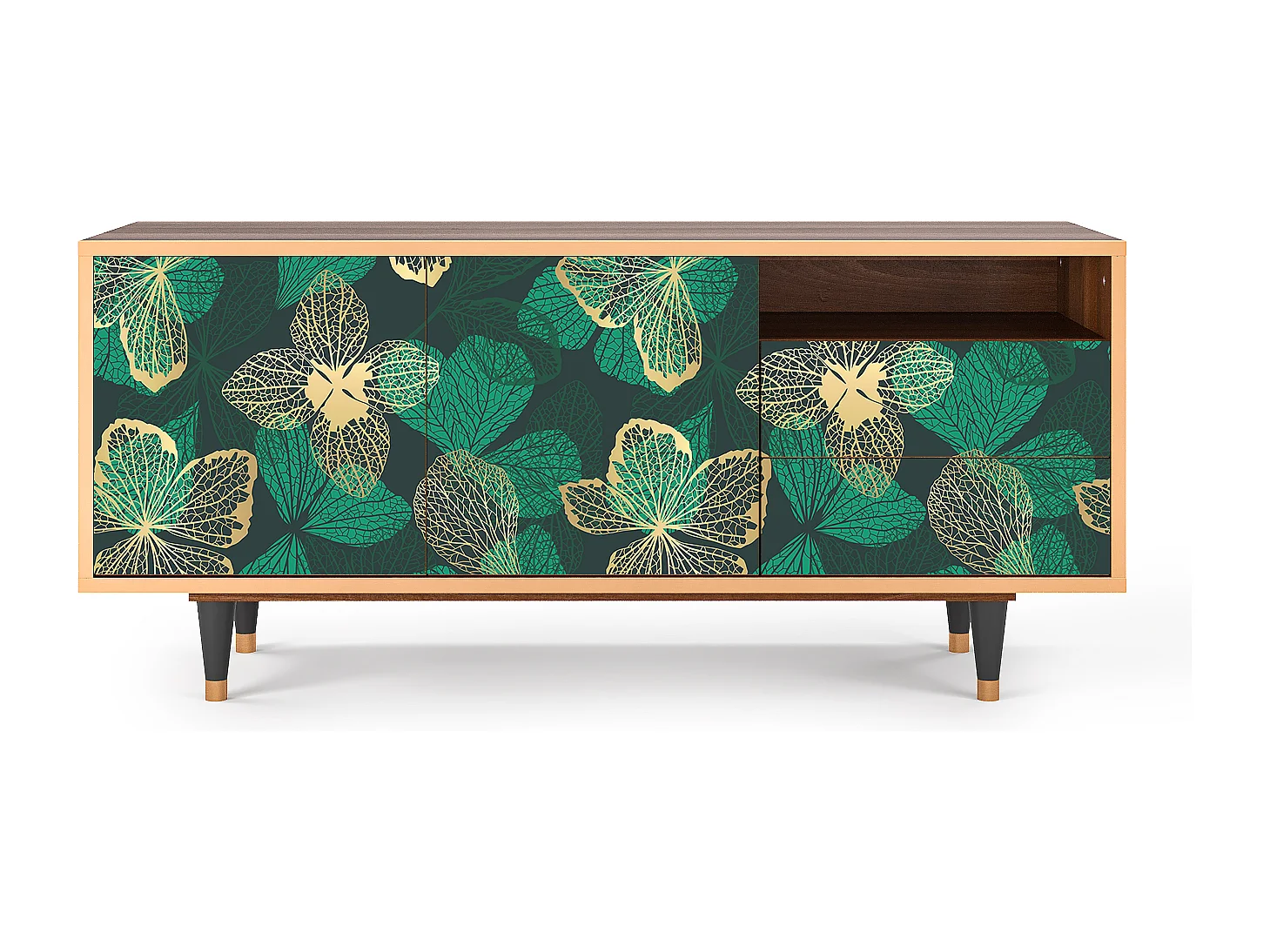 Mobile TV - 125х56х41 cm - T7 - Green Flower, Noce