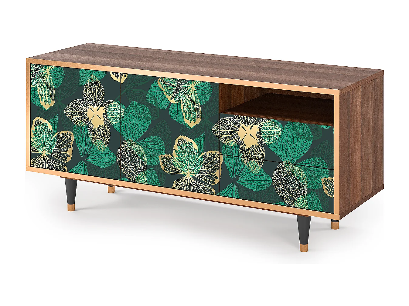 Mobile TV - 125х56х41 cm - T7 - Green Flower, Noce