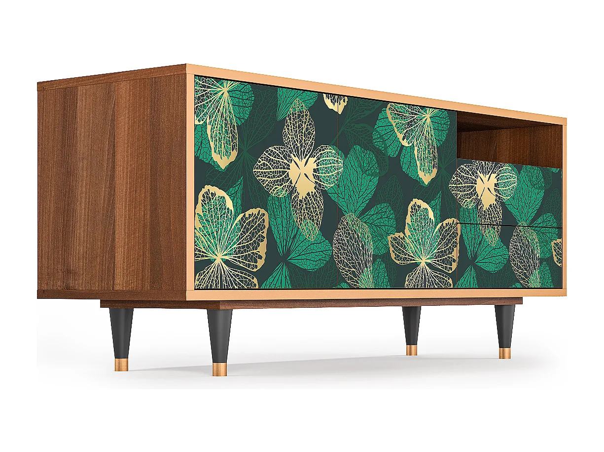 Mobile TV - 125х56х41 cm - T7 - Green Flower, Noce