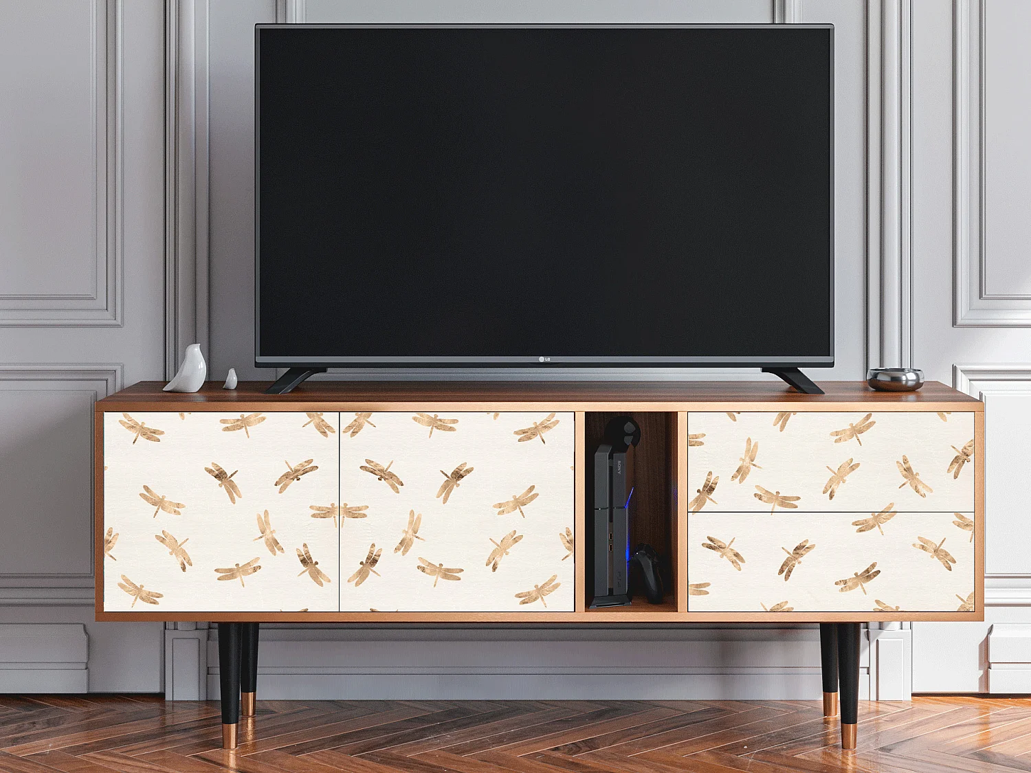 Mueble de TV - 170х69х48 cm - T1 - Nude Dragonflies, Nogal