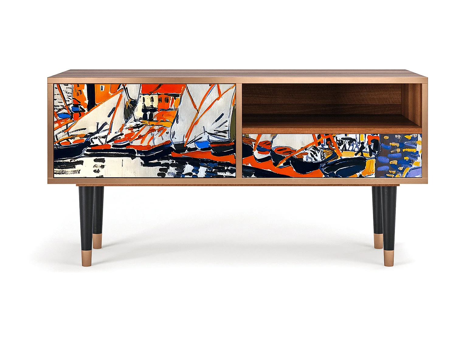 TV-Möbel - 115х59х48 cm - T3 - Le Séchage des voiles , Walnuss