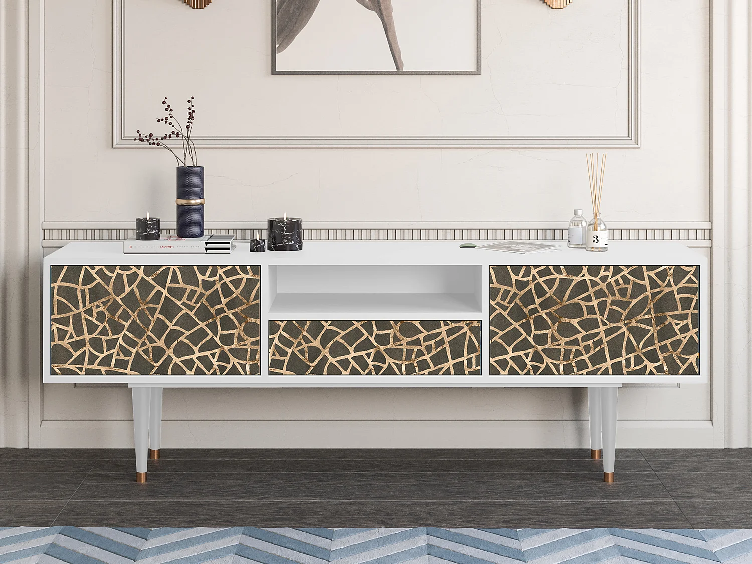 Mobile TV - 170х59х41 cm - T6 - Enlarged Leaf, Bianco