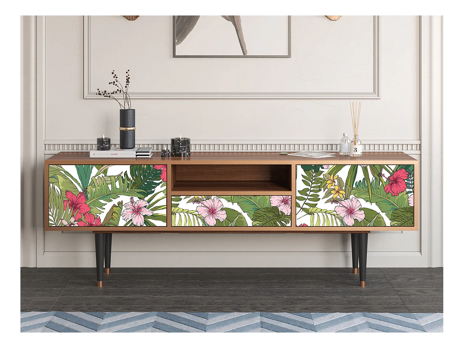 Meuble TV - 170х59х41 cm - T6 - Verdant Tropics, Noyer