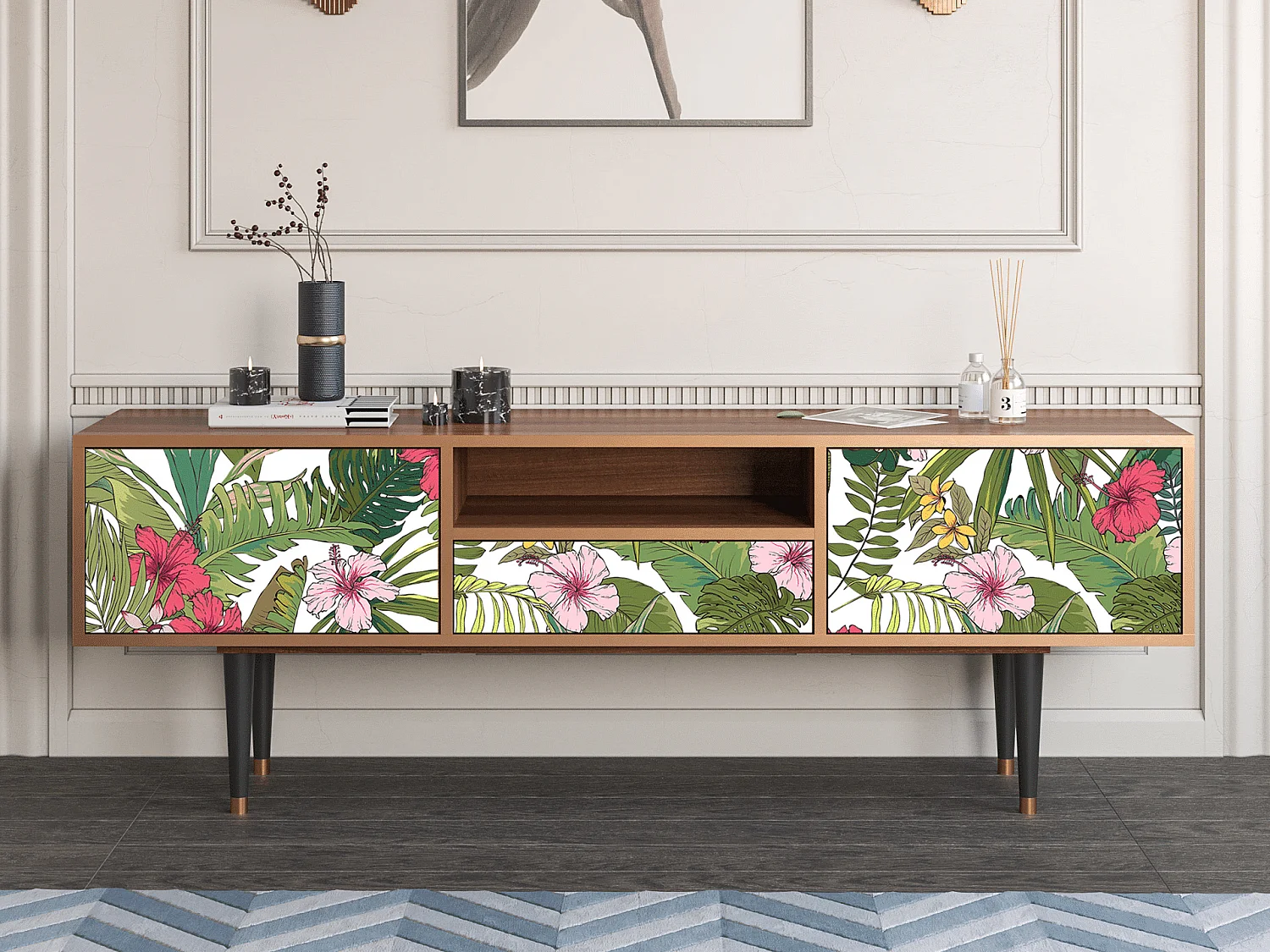 Meuble TV - 170х59х41 cm - T6 - Verdant Tropics, Noyer